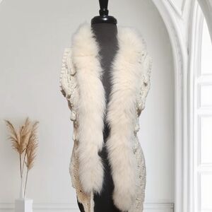 Buffalo David Bitton Cream Vest with Fur Trim Sz S/M